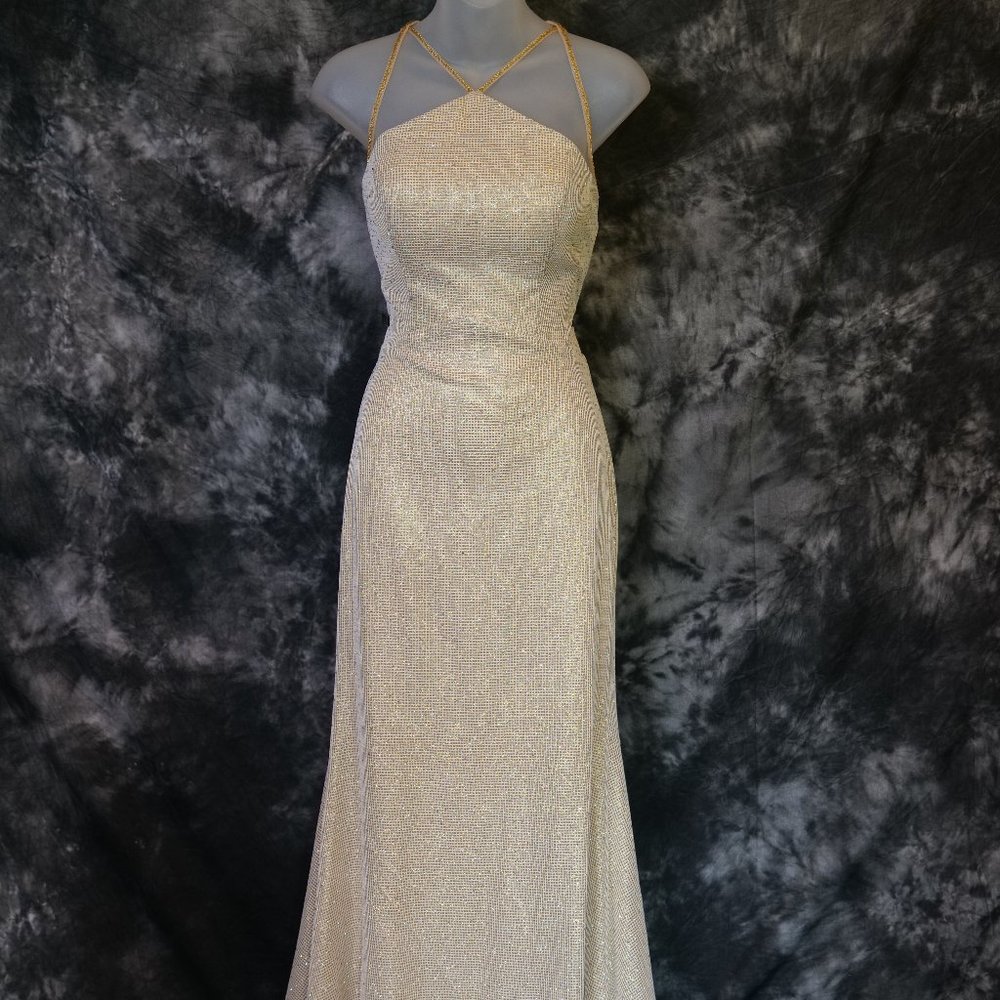 Size 10 Gold and Ivory Angela & Alison Formal Gown